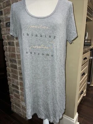 Camisa Danskin Feminina Grande Loungewear Pensamento Positivo Cinza Macia Manga Curta - Imagem 1 de 4