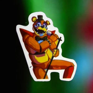 FNAF Five Nights at Freddys Glamrock Freddy Microphone Sing Glossy Sticker - Picture 1 of 2