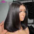 Straight Bob Human Hair Wigs Bob Preplucked 13x4 Lace Frontal Natural Black Wigs