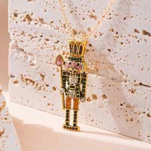 Colorful Crystals Exquisite Nutcracker Ballet Pendant Women Chain Chocker Gift - Picture 1 of 24
