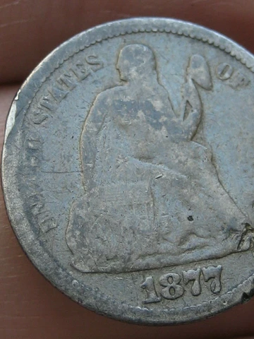 1877 P Seated Liberty Silver Dime- Philadelphia, Good/VG Details Cover