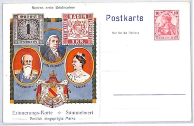 GERMANY Postcard GERMANIA 10pf Stationery BADEN Classic Philately{samwells}PH365 - Image 1 of 4