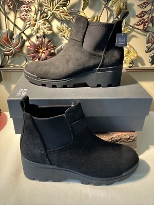 NUEVO $235 Eileen Fisher Splash Botín de Gamuza Impermeable Negro Talla 9.5 Con Caja Foto 1 de 4