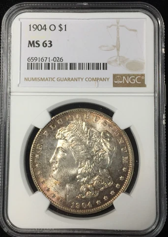 1904-O NGC MS63 MORGAN Silver Dollar  NICE GOLDEN TONING #026 Cover