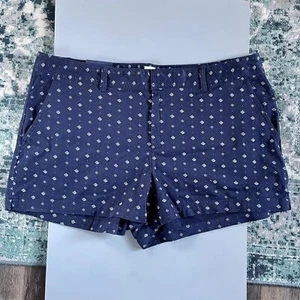 NWT Gap The City Shorts Plus Size 18 Blue White Pattern Stretch Cotton 3" Inseam - Picture 1 of 10
