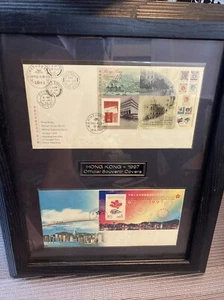 1997 Framed Hong Kong Official Souvenir Covers Last/First Day Of Issue - Picture 1 of 4
