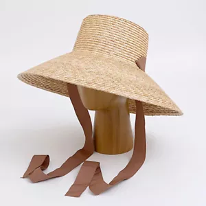Women Wide Brim Straw Hat with Chin Strap Summer Sun Hats Beach Hat Travel Cap - Picture 1 of 9
