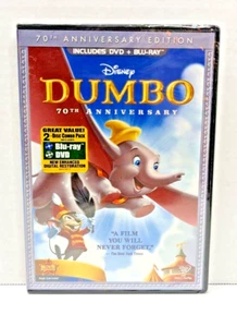 Disney Dumbo Two-Disc 70th Anniversary Edition Blu-ray DVD Combo Packaging NEW - Picture 1 of 7