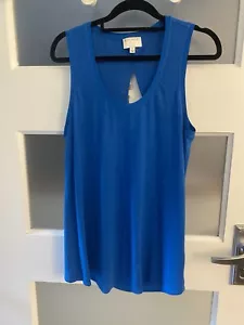 Witchery Blue Linen Blend Tank With Cut Out Contrast Drape Back Size S - Picture 1 of 6