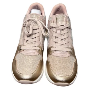Nwob ALDO Women's Dardoviel Platform Wedge Sneaker Pink And Gold Sz 10 - Picture 1 of 5