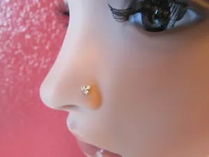 Sterling Silver triple CZ nose stud 925 silver 24Gauge ball end 925 silver - Picture 1 of 5