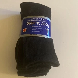 NEW Diabetic Black CREW SOCKS circulatory Health Men’s Cotton Size 9-11 - Picture 1 of 3