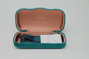 NUEVO GUCCI VERDE AZULADO TERCIOPELO ESTUCHE GRANDE GAFAS GAFAS GAFAS GAFAS DE SOL ESTUCHE CON TELA - Imagen 1 de 5