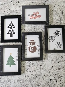 5er Set einfache minimalistische schwarze gerahmte Weihnachtsbilder 5x7 - Bild 1 von 8
