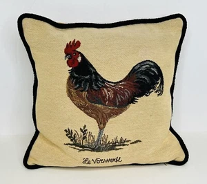 Flemish Tapestries Belgium Chicken Throw Pillow Tapestry 12"x13" Velvet Back  - Picture 1 of 5