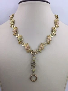 VICTORIAN FANCY GOLD FILLED NECKLACE - GRAPE LEAVES (V433) - Picture 1 of 9