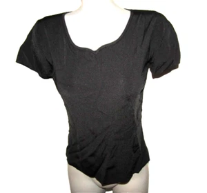 Top nero COLDWATER CREEK, taglia XS Petite, maniche corte, rayon e nylon ottime condizioni - Foto 1 di 9