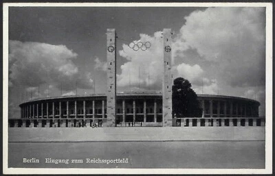 GERMANY  1938 PHOTO PC  BERLIN ENTRANCE TO THE REICH STADIUM unused - Image 1 of 2