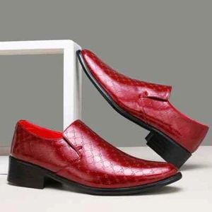 Fashion Men Dress Shoes Slip-on Pointed Toe Square Heel Loafers Male Footwear - Picture 1 of 15