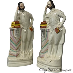 ANTICA FIGURA STAFFORDSHIRE coppia Shakespeare 18 pollici - Foto 1 di 24