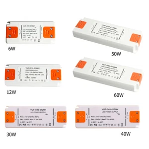 6W 12W 30W 40W 60W LED Driver Power Supply Thin Transformer 110V-220V to 12V 24V - Picture 1 of 24