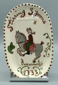 Vintage Brusche Pottery Small Oval Dish/Spoon Rest Signed by Czela - Picture 1 of 10