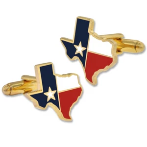 PinMart's Texas Pride Texas State Shape Cufflink Set - Gold or Silver - Picture 1 of 9