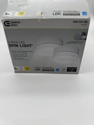 (2-Pk) Commercial Electric Integrated LED Flushmount Spin Light White 54692141 - Image 1 of 4