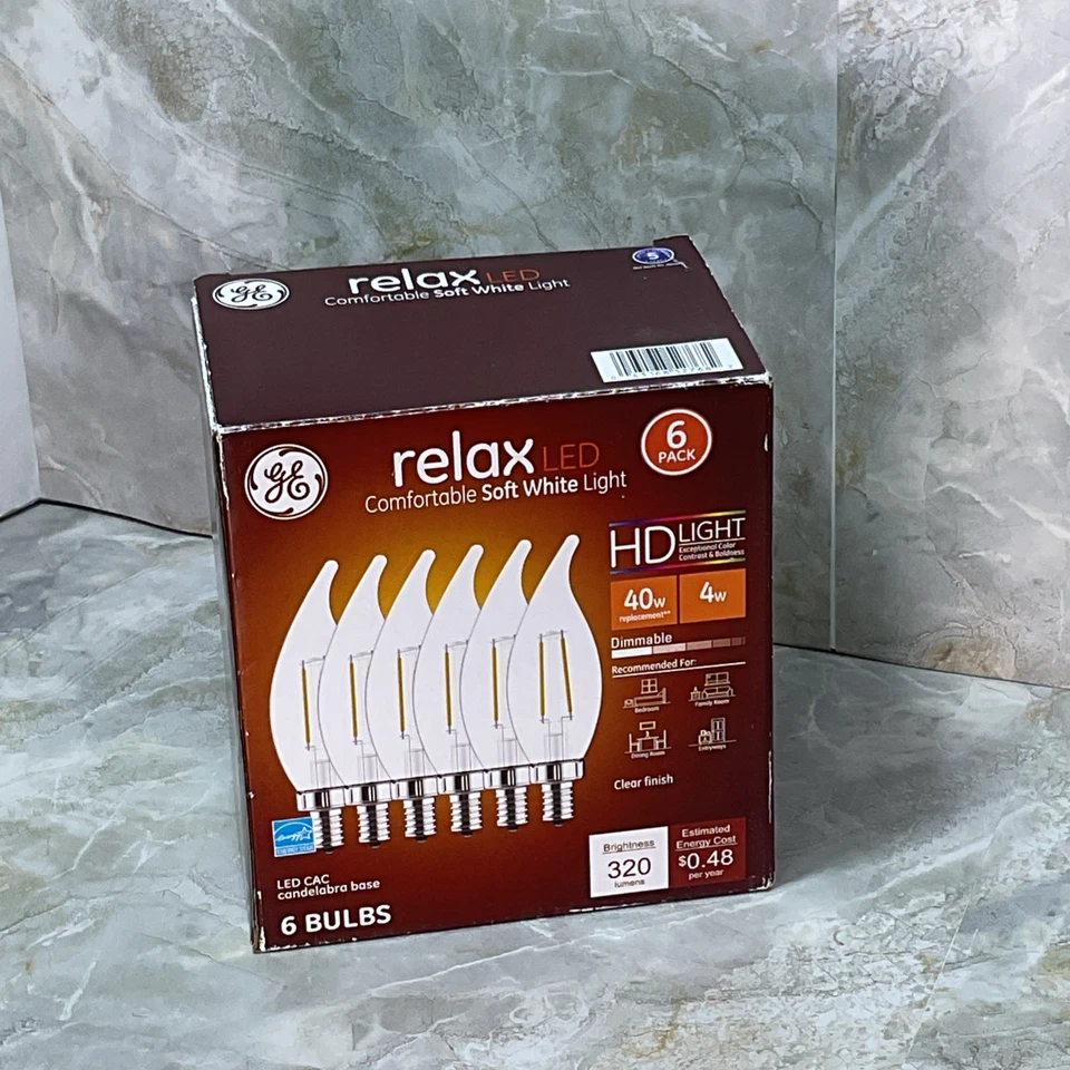 GE Relax LED Comfortable Soft White Light 40W Replacement Bulb (Pack of 6) - Image 1 of 4