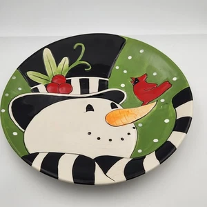 Fitz & Floyd Frostys Frolic Canape Holiday Plate 9" Handcrafted Christmas 2010 - Picture 1 of 4