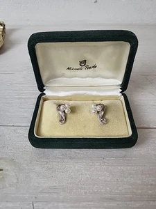 Mikimoto Vintage Sterling Silver Pearl Screw Back Earrings - Picture 1 of 5