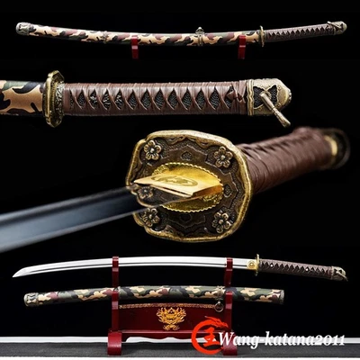 98 Sabre Militar Oficial Gunto Espada Camuflagem Padrão Katana Japonesa Afiada - Imagem 1 de 4