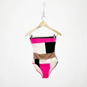 KATE SPADE NEW YORK Mykonos bandeau one piece swimsuit geometric NWOT womens XS - Picture 1 of 9