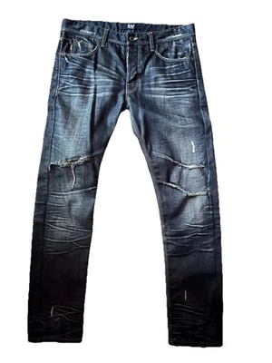 Pantalones de mezclilla para hombre RAF by RAF SIMMONS W32 L34 calce ajustado azul oscuro lavado botón mosca Foto 1 de 4