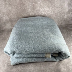 Vintage Kenwood Wool Products Ramcrest Wool Blanket w/Satin Trim Blue 81” x 73” - Picture 1 of 10