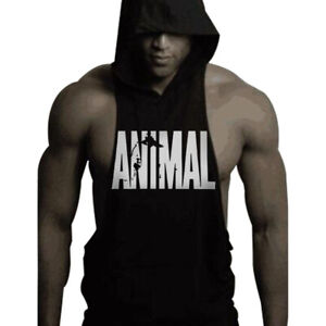 Men ANIMAL Gym Hooded Tank Top Vest Sportswear Sleeveless Shirt Hoodie Tank top