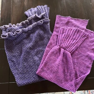 2 Mermaid Tail Blanket – Soft Hand Knitted Crochet Sleeping Bag Throw For Kids - Picture 1 of 1