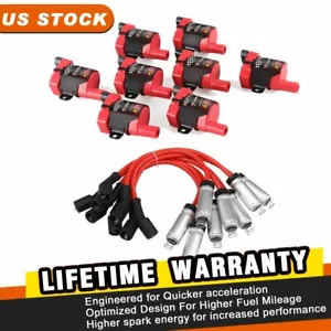 D585 Round LS Ignition Coil Pack+ Wires for Chevy Silverado GMC LS1 4.8/5.3/6.0L - Picture 1 of 12