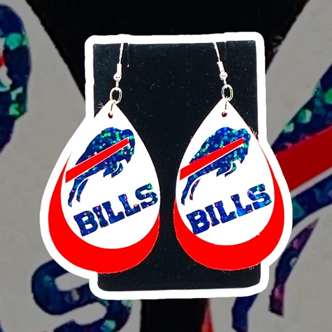 Buffalo Bills Football Layered Faux Leather Hook Earrings Cover