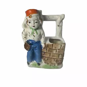 Vintage Ceramic Toothpick Holder Boy By Well Japan - Picture 1 of 6