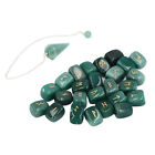 25pcs Rune Stones With Pendulum Bag Divination Rune Stones(Green Aventurine) ◈