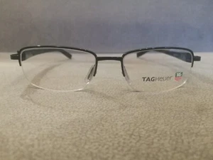 TAG HEUER Half Rim Eyeglasses Shinny Black \ Sparkling Silver Black TH 8202 51 - Picture 1 of 7
