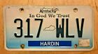 KENTUCKY BLUEGRASS STATE IN GOD WE TRUST AUTO LICENSE PLATE " 317 WLV " KY WOLVE