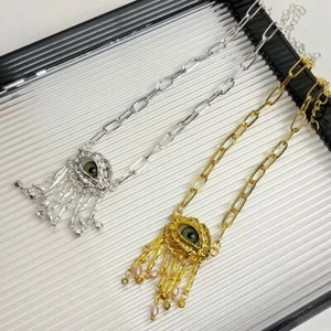 Tassels Devil's Eye Necklace Vintage Women Pendant Necklace Girls - Picture 1 of 9