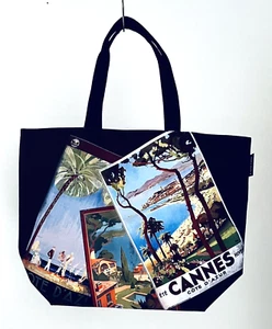 Neu Lancome schwarze Tragetasche Tasche Grün innen Cannes Monaco La Corne D'or - Bild 1 von 9