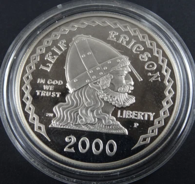 2000-P Leif Ericson Proof Silver Dollar US Mint Commemorative $1 Capsule - Image 1 of 4