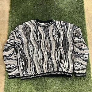 Vintage 90s Coogi Multicolor Cable Knit Sweater Biggie Rap Size XL - Picture 1 of 7