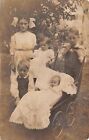Real Photo Postcard~5 Pouty Children in Sunday Best~Baby in Lace~Carriage~c1912