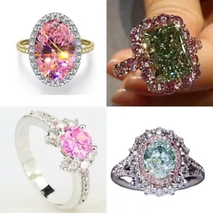 20Pcs Wholesale Lots Jewelry Pink Diamond Micro inlay Cubic Zirconia Women Ring - Bild 1 von 12