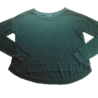 Prince & Fox Womens Pullover Crop Sweater Size XS Green Black Marled Semi Sheer - Image 1 of 4